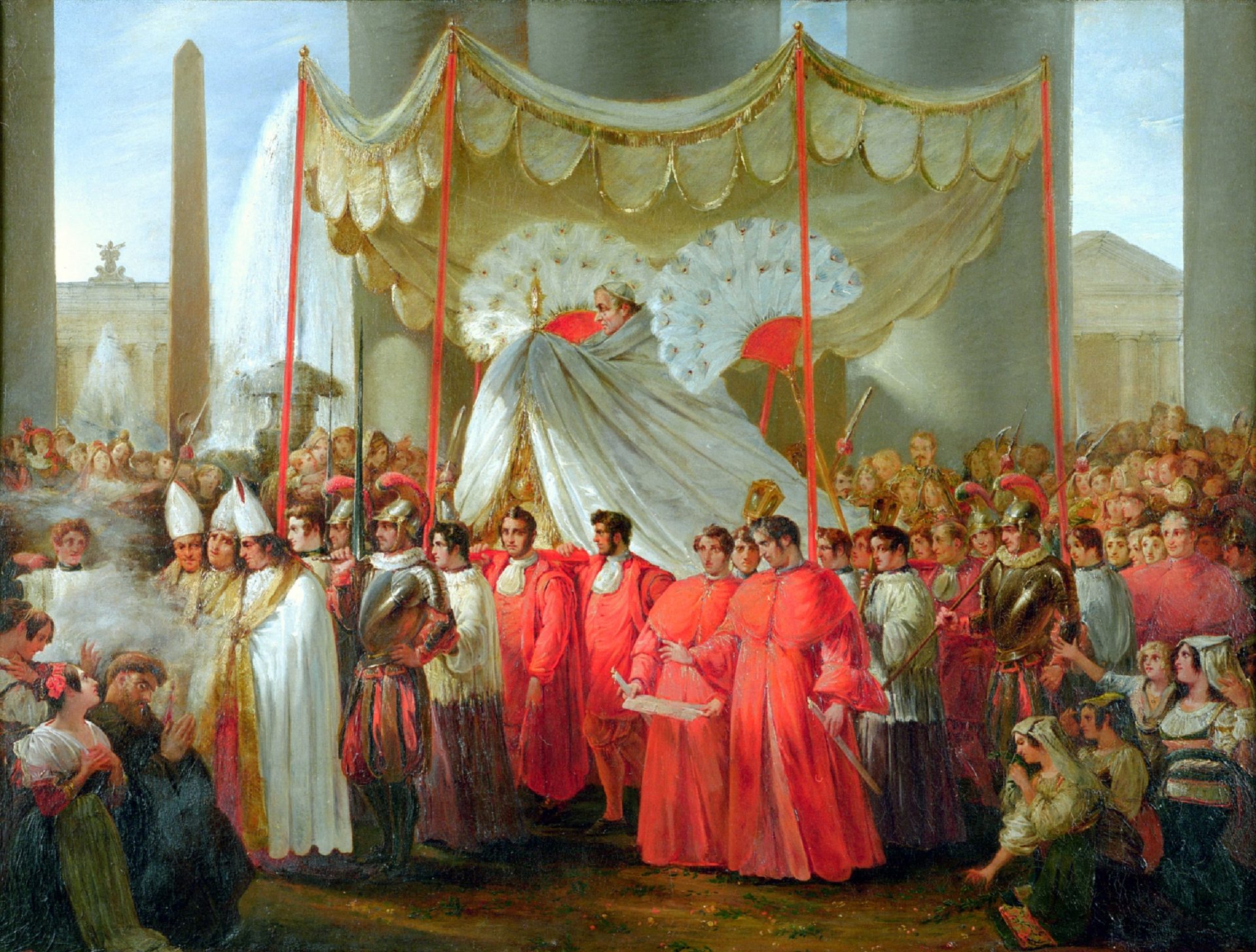 Papst Gregor XVI. führt eine Fronleichnamsprozession zum Vatikan von Ferdinando Cavalleri (1840). | Public domain, via Wikimedia Commons
