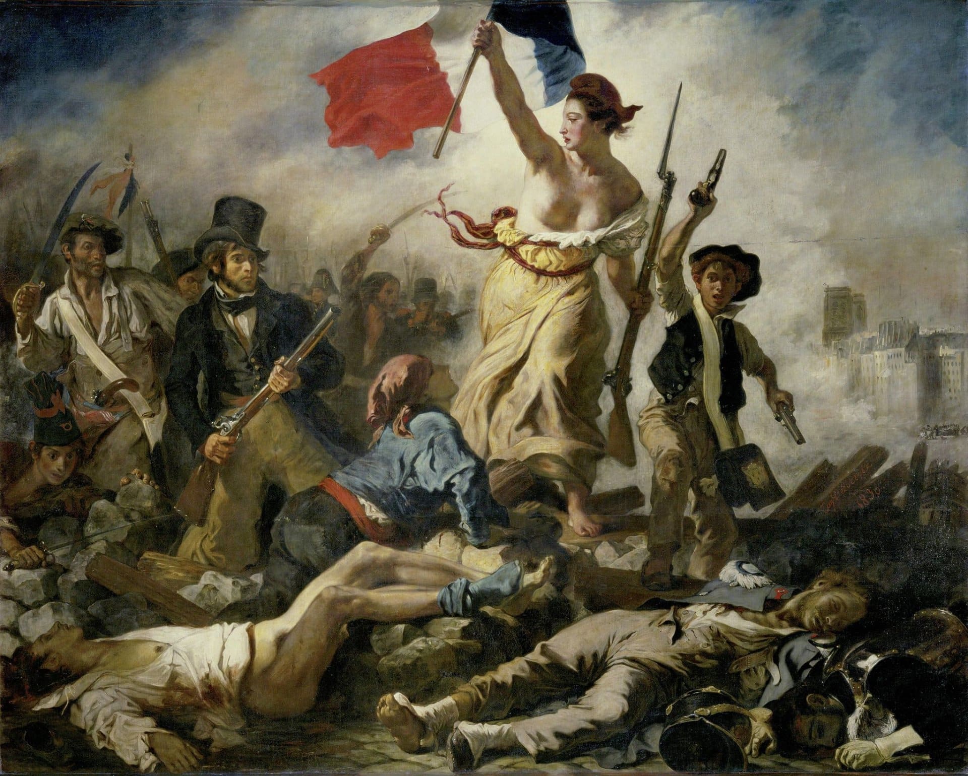 Das Gemälde „Die Freiheit führt das Volk“ von Eugène Delacroix (public domain)