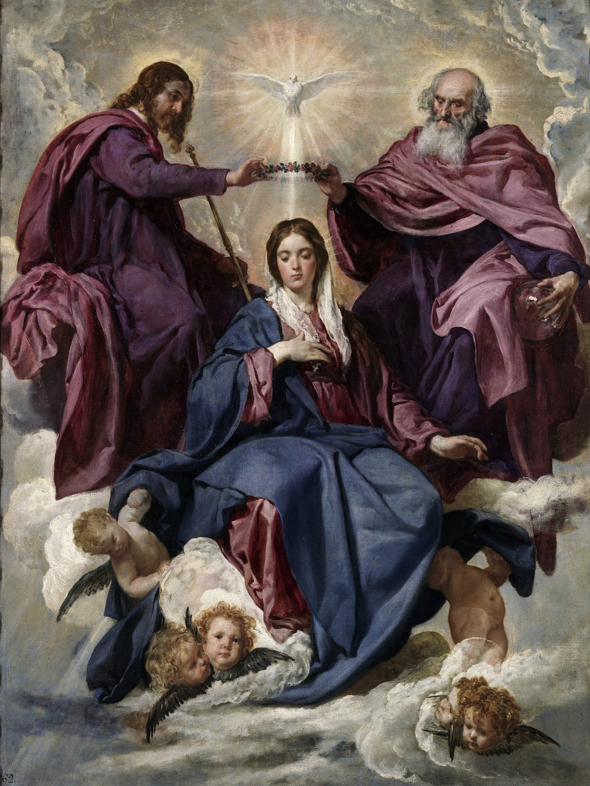 La obra representa la coronación de la Virgen María, madre de Jesucristo, por los tres miembros de la Santísima Trinidad | Bild: Diego Velázquez, Public domain, via Wikimedia Commons