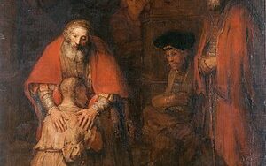 1 ⁄ 1 Weitere Einzelheiten Die Rückkehr des verlorenen Sohnes (Rembrandt van Rijn) – Public domain, via Wikimedia Commons
